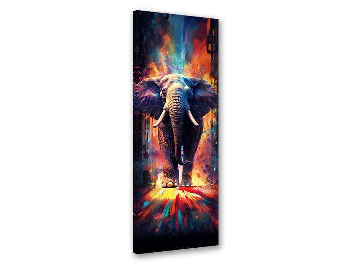 Feeby Wandbild farbiger elefant, Mehrfarbig, Tiere, Rechteckig, 30x90 cm, Bilder & Rahmen, Bilder, Leinwandbilder