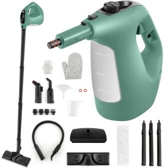 Costway 1400W Handheld Steam Cleaner with 14-Piece Accessory Kit and Child Lock-Green