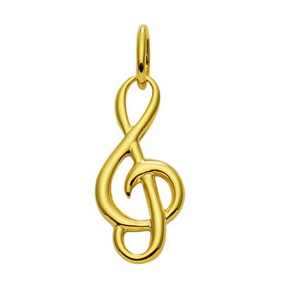 Anhänger Schlüssel ADELIA´S "Anhänger Notenschlüssel 585 Gold ( 14K )", gold, Schmuckanhänger, Damen, Gold, Goldanhänger Notenschlüssel