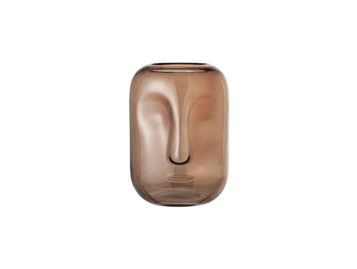 Vase en verre marron, à poser, motif visage - Bloomingville, Cogn