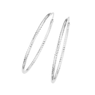 Paar Creolen SMART JEWEL "gerieft und diamantiert, Silber 925", silber, Ohrringe, Damen, Silber 925 (Sterlingsilber)