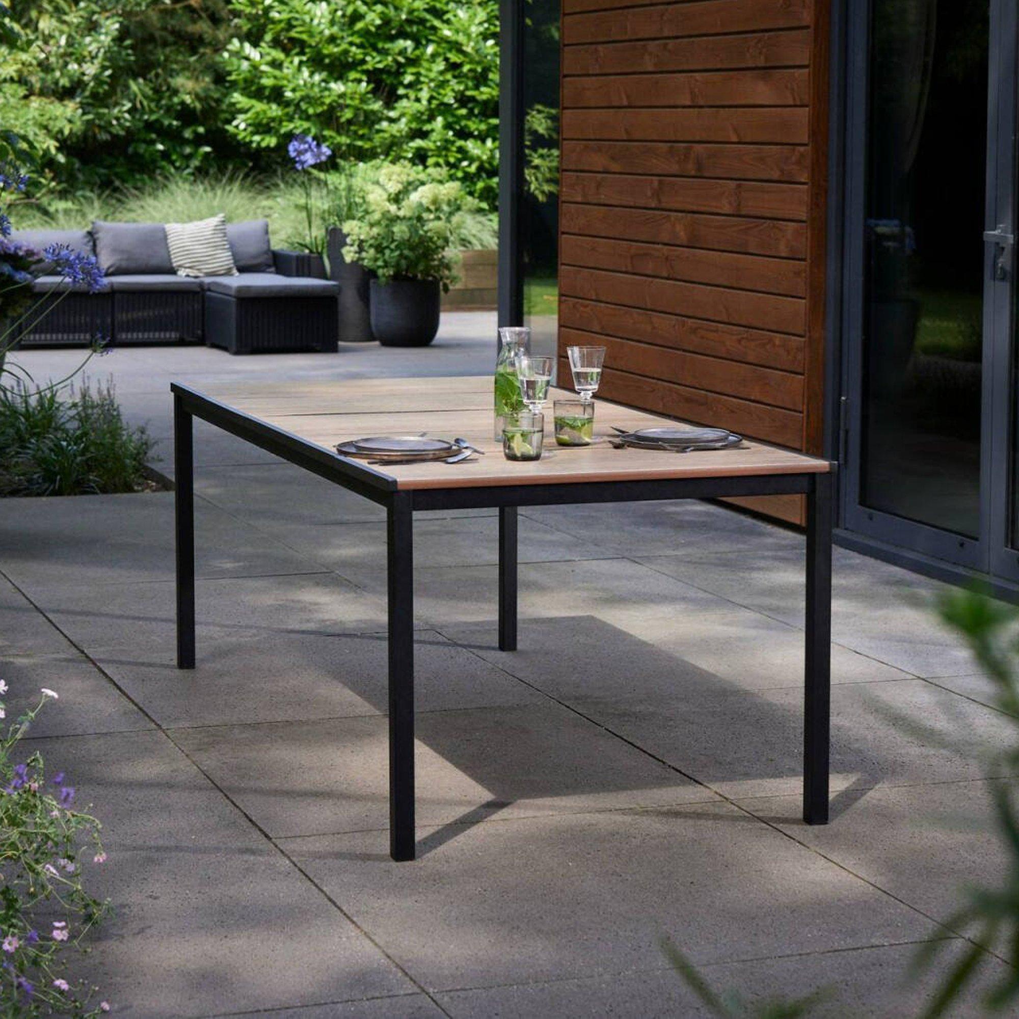 Dmora Gartentisch Sarnia 200x95x75 cm Eiche Braun, 8 Plätze, UV-beständig