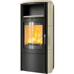 Kaminofen Hark 57 7 kW - Ofenkacheln: quarz-weiss - Korpus: graphit