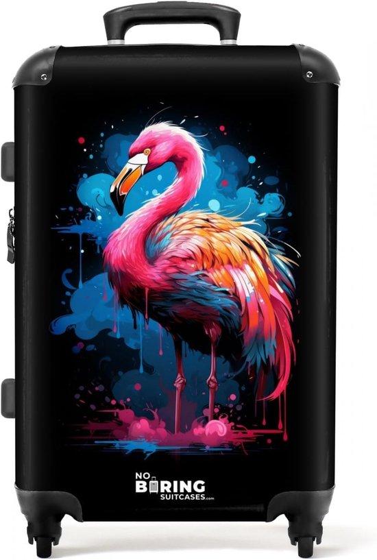 SnelShoppen - Hartschalen-Reisetasche mit 4 Rollen, TSA-Schloss, Flamingo-Design, 67x43x25 cm, leichtes Reisekoffer für Flugreisen, ideal für Urlaub und Wochenendausflüge