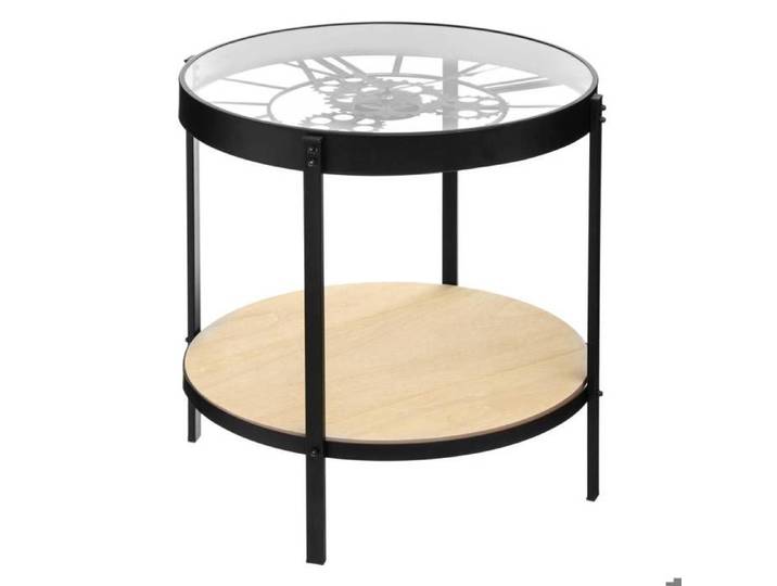 Table d'appoint horloge noir D51cm - Atmosphera Créateur d'intérieur