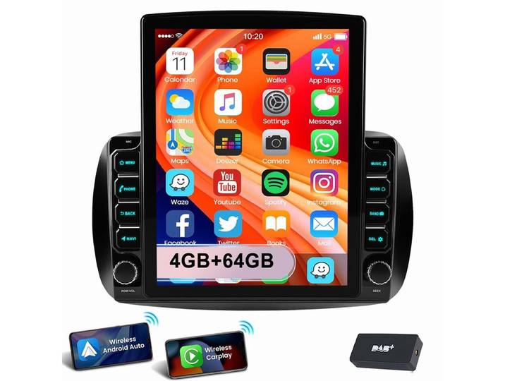 ESSGOO 9,7” Für Mercedes Smart Forfour Fortwo 453 Carplay GPS Autoradio Autoradio (RDS, Digitalradio (DAB), FM)