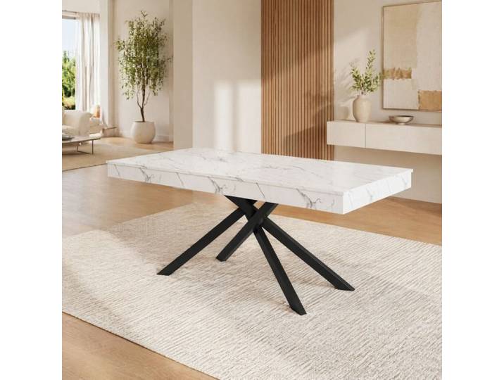 Table à manger extensible 140 à 180 x 80 cm VUENOR blanc 6-8 personnes