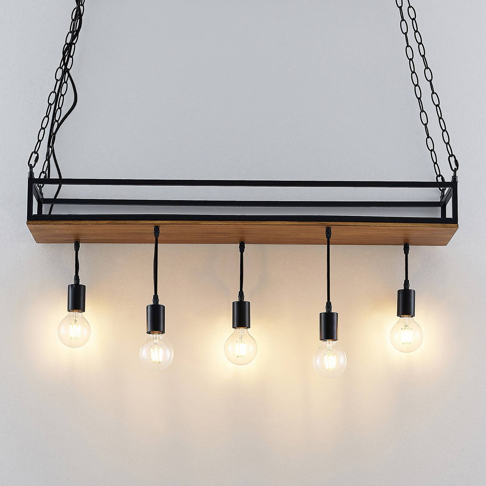 Pendant Light Kirista Lindby, dimmable, Black, Living / Dining Room, metal, Vintage, Ceiling Light