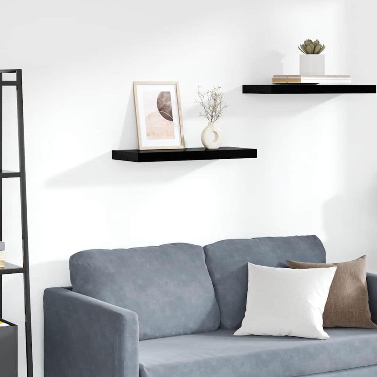 Zwevende Wandplank Hoogglans Zwart - 60 cm Breed