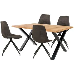 House Nordic, Essgruppe, Toulon und Monaco Esszimmergarnitur Preis für 1 (Eiche, Metall)