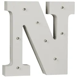 Ootb, Holzbuchstaben + Stoffbuchstaben, Beleuchteter Holz-Buchstabe N, mit 8 LED, ca. 16 cm