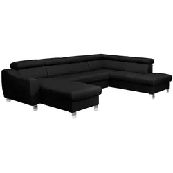 Wohnlandschaft Aspen Leder Schwarz
