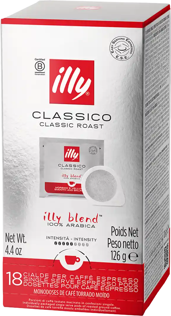 illy   Classico - 18 Dosettes de café pour E.S.E. - Espresso - Café Chocolat - Compatible E.S.E.