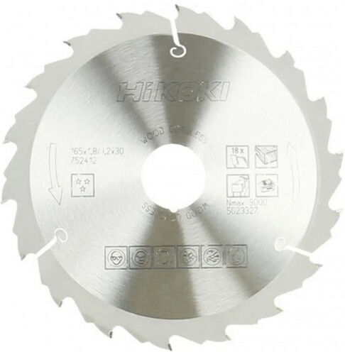 HiKOKI 752412 Lame de scie circulaire mince pour scie circulaire sans fil 165x30/20 mm Z18
