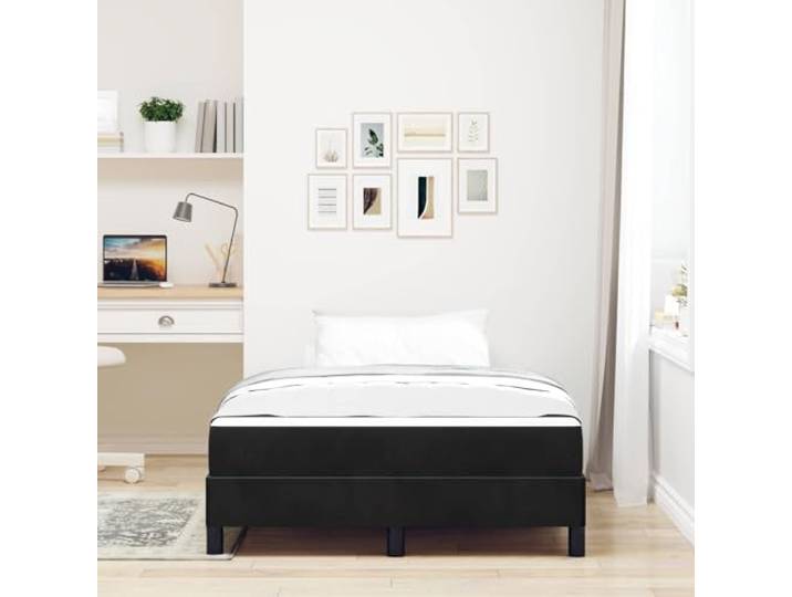 Stoffbezug Elegantes Design Boxspringbett Schwarz 120 x 190 cm Boxspringbett mit Matratze Schwarz 120 x 190 cm Stoff Taschenfederkern Lattenrost Schlafzimmer Doppelbett
