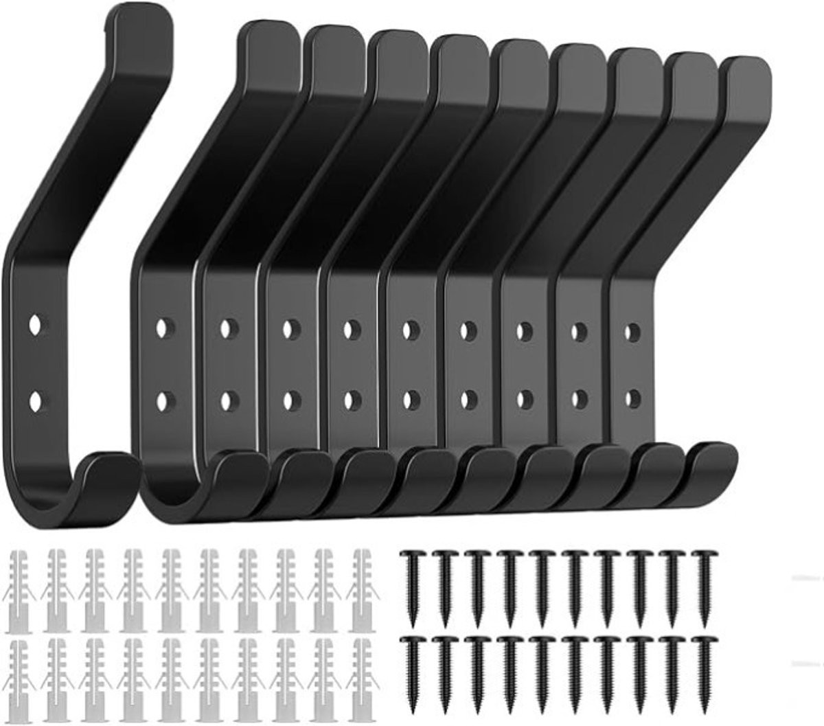 PolkaHome Garderobehaken 10 stuks Zwart Metalen Wandhaken voor Akoestische Panelen en Wandpanelen