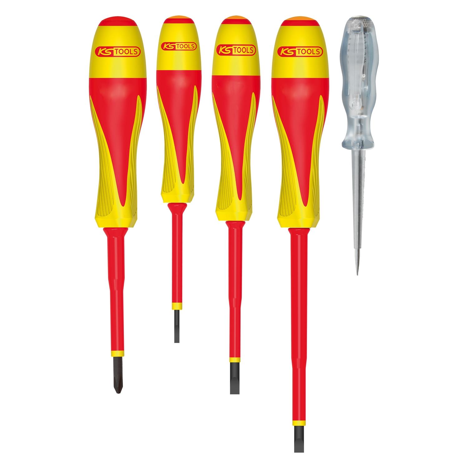 KS Tools Set mit 4 isolierten ULTIMATE-Schraubendrehern und 1 Prüfschraubendreher (Schlitz) (922.6217)