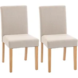 ESSZIMMERSTUHL 2er Set Polyester Gummibaumholz Beige