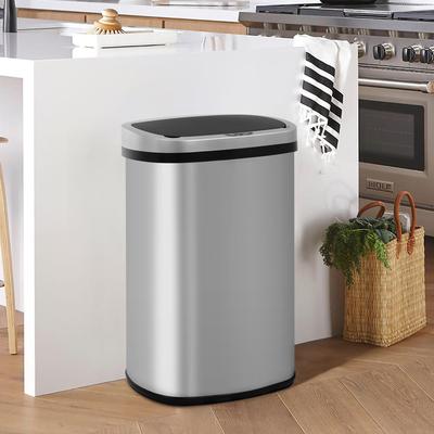 Furniture of America Motion Sensor 13 Gallon 50 Liter Stainless Steel Odorless Slim Trash Can