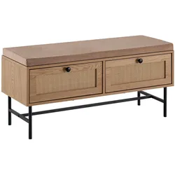 SCHUHBANK – 100x48x38 cm, Eiche-Dekor, Sitzfläche Stoff, mit Schubladen