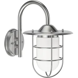 ledscom.de Wandleuchte VITARC, für außen, Edelstahl, Glas, edelstahl matt, inkl. E27 LED Lampe, 471lm, extra warmweiß