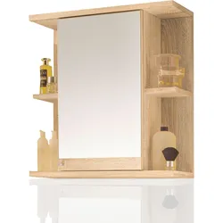 Badmöbel Spiegelschrank Badschrank mit Ablagen Sonoma