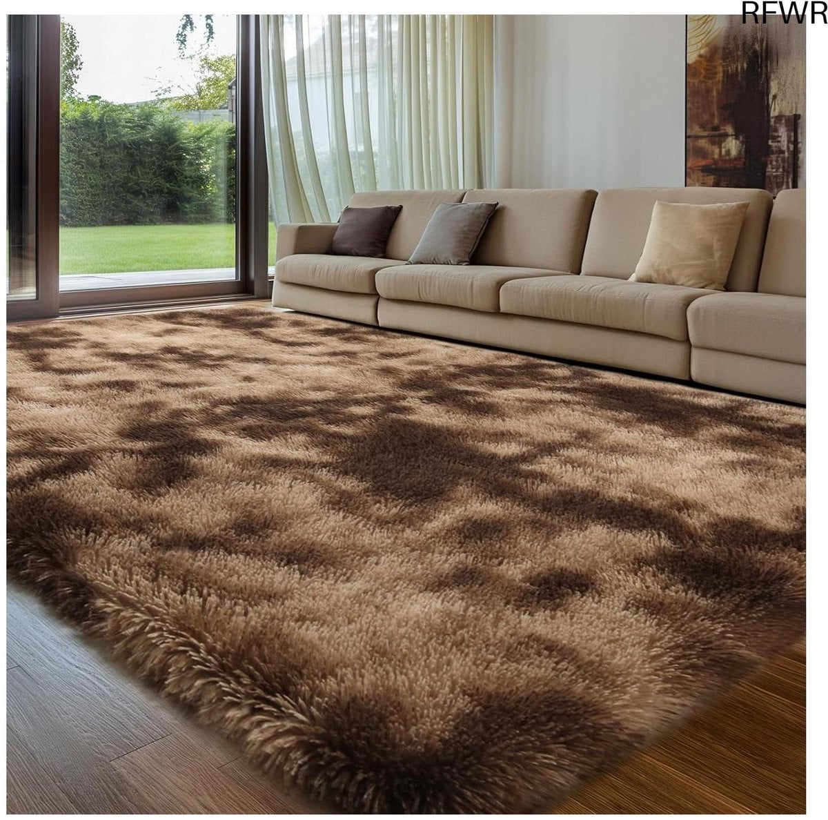 RFWR Hoogpolig Pluizig Tapijt voor Woonkamer en Slaapkamer, Wasbaar en Antislip, 120 x 160 cm