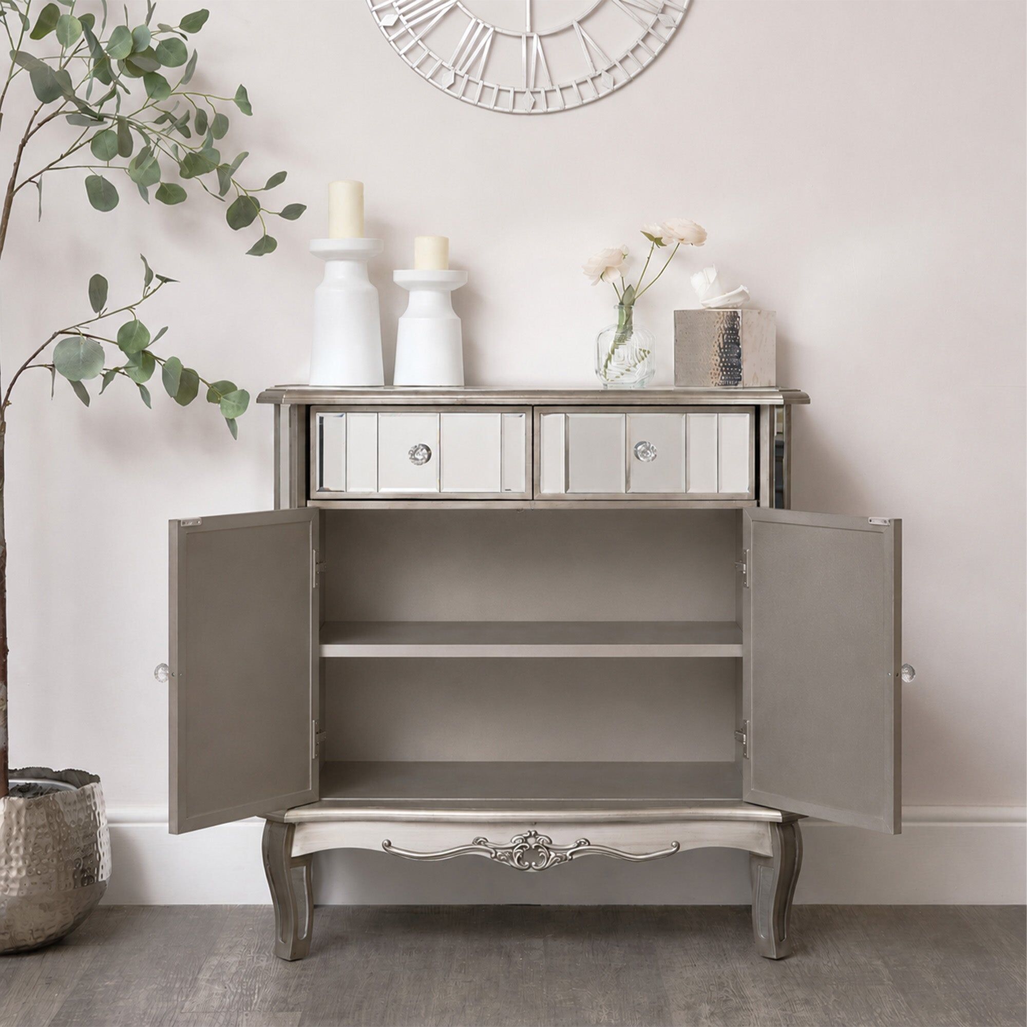 Small Mirrored Storage Sideboard - Tiffany Range Material: Furniture/Sideboards & Cupboards
