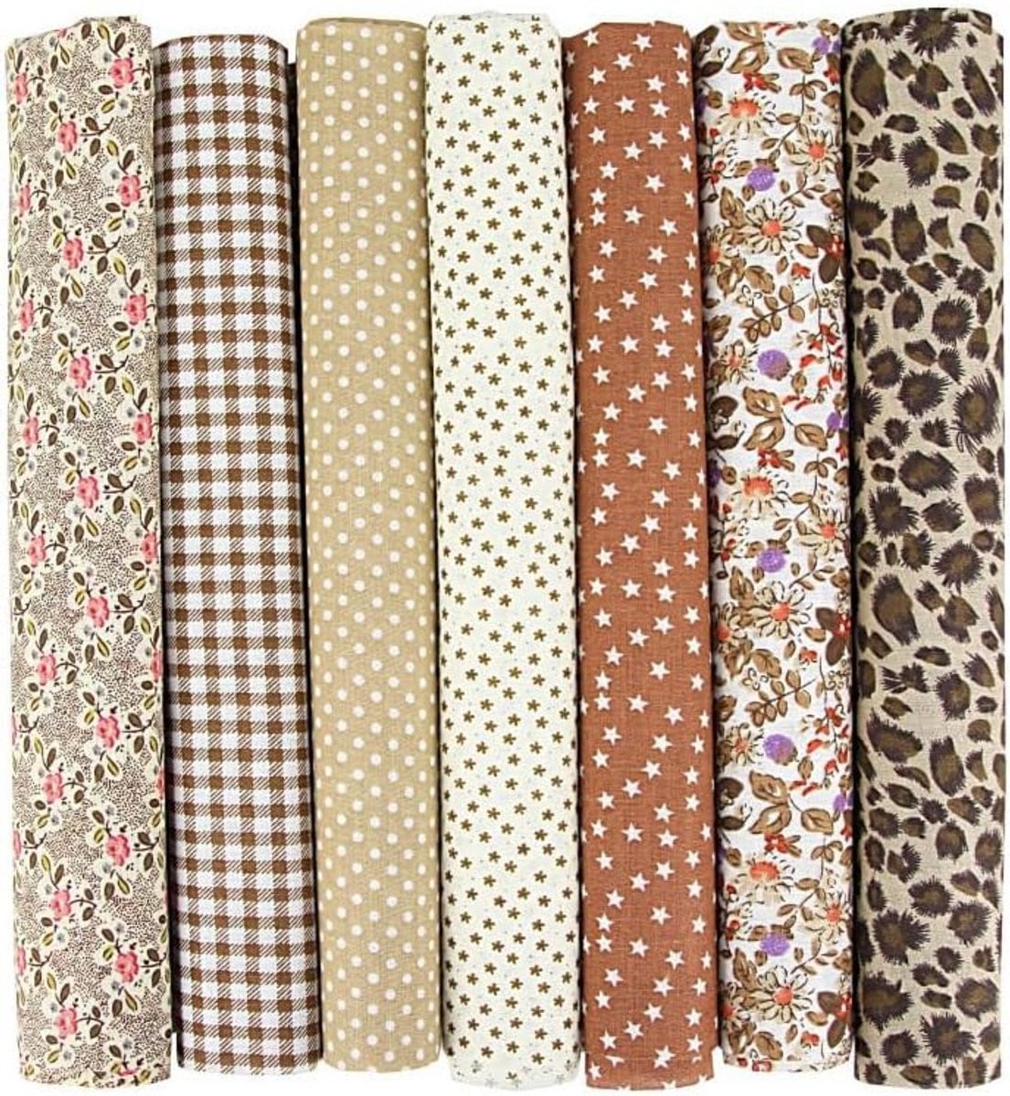 Kleurrijk patchwork stofpakket met katoenen stofresten voor naaien en quilten, 25 x 25 cm