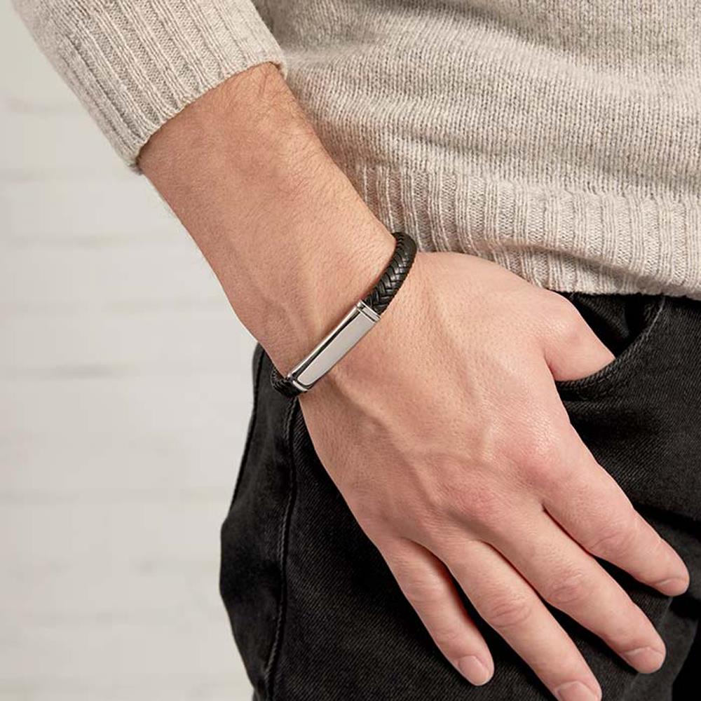Unique Gravur Armband aus schwarzem Kunstleder schwarz