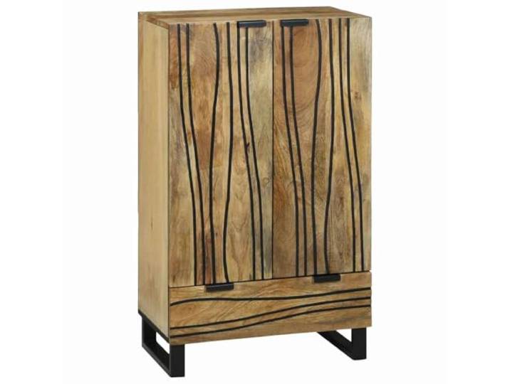 GHVBNMF Hochboard Braun 60x33x100 cm Massives Mangoholz Stilvoller Kommodenschrank mit 3 Türen für Wohnzimmer & Esszimmer. Kompaktes Design für geordnete Aufbewahrung.