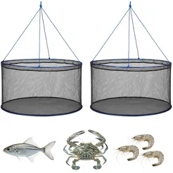 VEVOR Faltbare Köderfischreusen 2er-Set, Tragbare Fishfallen zum Hochziehen von Krabben und Fischen, Krabbensenke mit Seilen, Ködertaschen und Tragetasche, für Elritzen Flusskrebse Garnelen Krabben