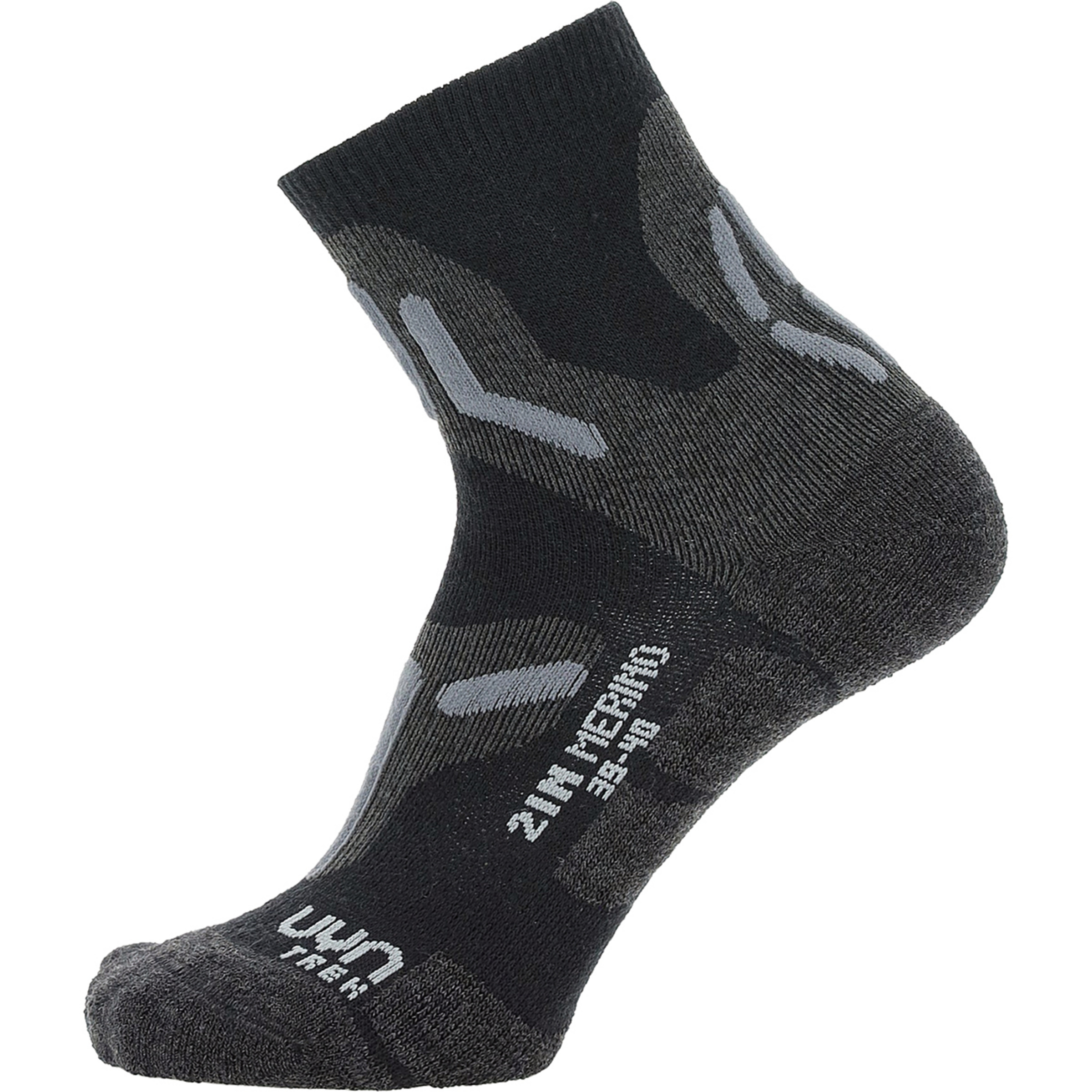 Uyn Trekking 2in Merino Damen Wandersocken schwarz Größe 37 Camping Widerstandsfähig Merinowolle