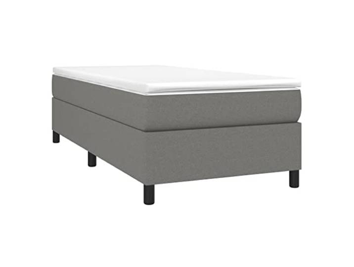 KTHLBRH Boxspringbett 90 x 190 cm mit Matratze dunkelgrau Taschenfedern, mittelfeste Unterstützung, inklusive Matratzenschoner, atmungsaktiver Stoff
