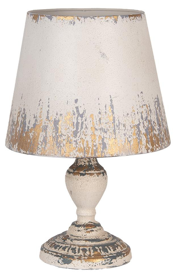 Clayre & Eef Tafel lamp, beige, metaal, Diameter: 32 cm, Hoogte: 47 cm