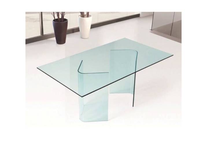 Dmora Table en verre trempé transparent 180 x 77 5 x 90 cm.