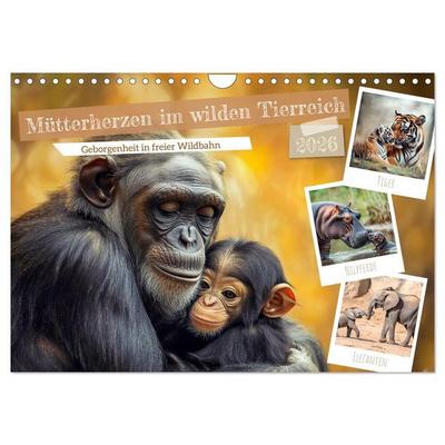Mütterherzen im wilden Tierreich (Wandkalender 2026 DIN A4 quer), CALVENDO Monatskalender