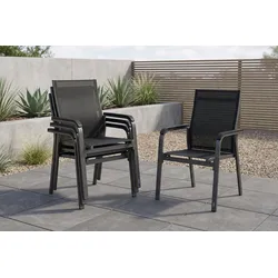 KETTLER Basic PlusPremium, anthrazit/lakritz, Alu/Outdoorgewebe, 4x Stapelsessel (0102405-7000)