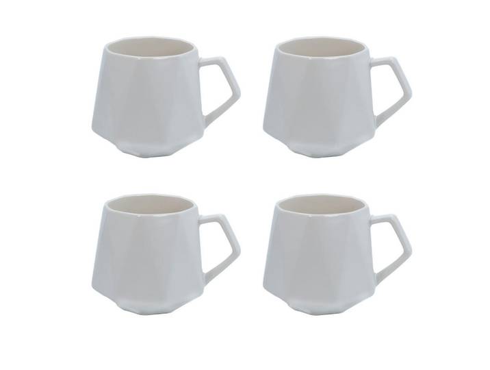Intirilife Teetasse in Feinschliff Optik 350 ml (4-tlg.), Weiß, Keramik, 4-teilig, 0.35 L, leicht zu reinigen, Geschirr, Tassen, Teetassen
