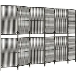 vidaXL Paravent 6-tlg. Grau Poly Rattan