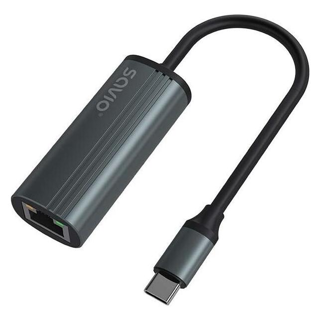 Savio Adapter USB-C 3.1 Gen.1 M auf RJ-45 Gigabit Ethernet F 1000 Mbps AK-56 gra (USB-C, RJ45 Gigabit Ethernet (1x)) (SAVIO AK-56)