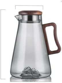 Uplift Essentials Large Capacity Glass Cold Water Jug Wooden Handle black