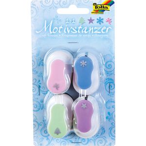Folia Motivstanzer 7209 Weihnachten 4er Set, Ø 0,8 cm Motivgröße, farbig, bis 180g/m², 4 Stück