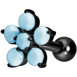 Titan Ohrpiercing mit Innengewinde BLUME + SYNTHETISCHE TÜRKISE