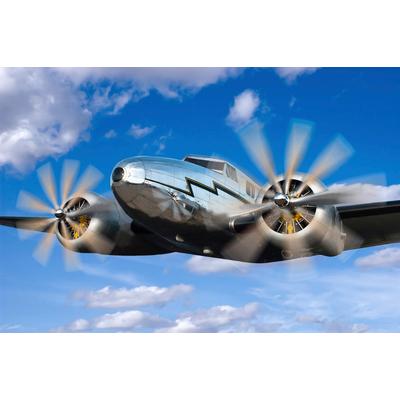 Fototapete PAPERMOON "Klassisches Vintage Flugzeug", bunt, B:5m L:2,8m, Vlies, Tapeten