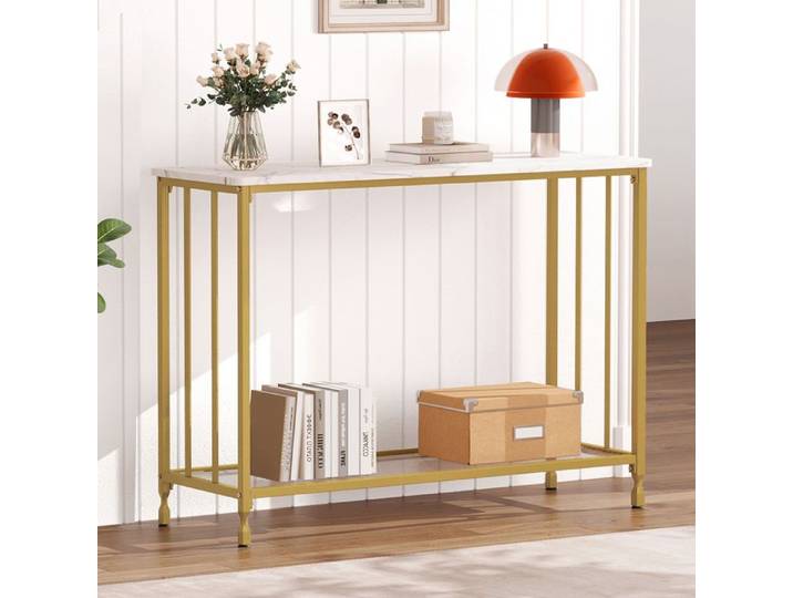 Table console avec 2 Étagères - console 105x 30 x81 cm - pour Salon Chambre - moderne - Or
