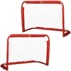 HOMCOM Fußballtore Fußballnetz 2er Set Minitore Faltbar Stahl(Q195) Tetrolon Rot 90 x 36 x 60 cm