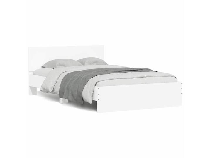 Cadre blanc 140x200 cm tête de lit et LED sans matelas lumière douce créant une ambiance cosy pour chambre double moderne