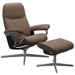 Stressless Sessel mit Hocker Consul Cross Leder Braun Batick Mole M (Medium)