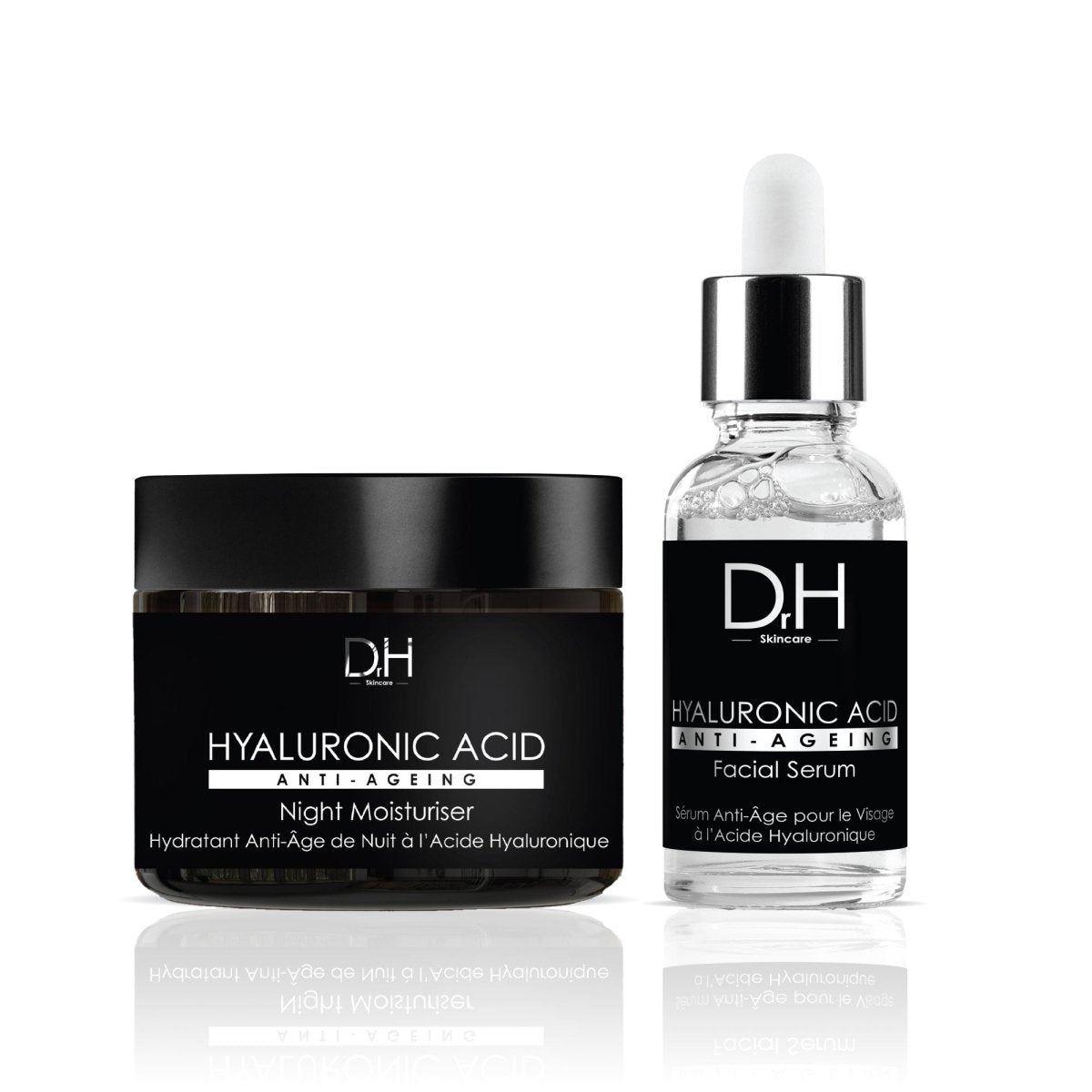 Dr H Anti-aging gezichtsserum met hyaluronzuur 30 ml + nachtcrème met hyaluronzuur 60 ml